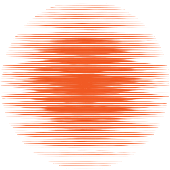 Radiating horizontal orange coloured sun rays confined to a circle